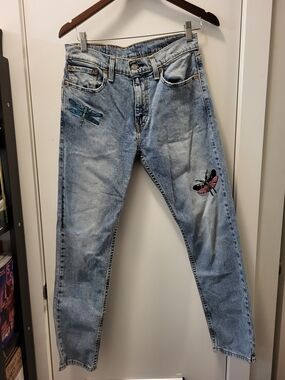 Levi's Vintage 512 Jeans with Dragonfly, Butterfly,& Catepillar Embroidery